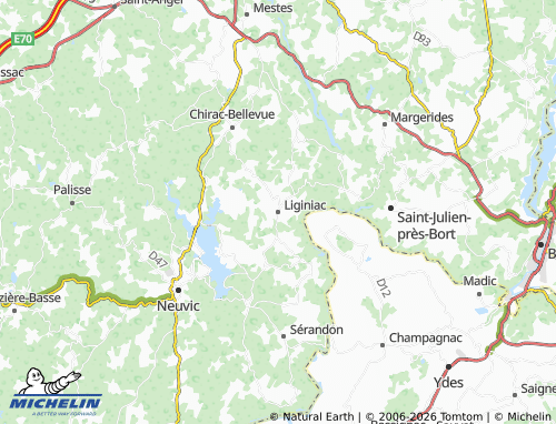 MICHELIN Liginiac map - ViaMichelin