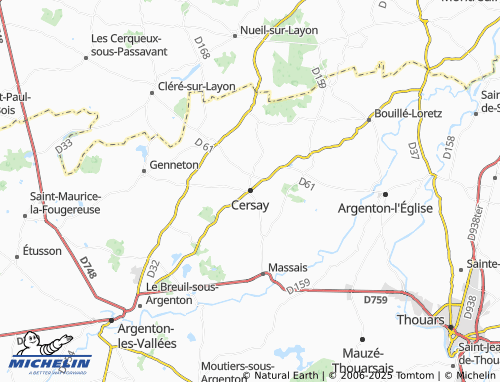 MICHELIN-Landkarte Cersay - ViaMichelin