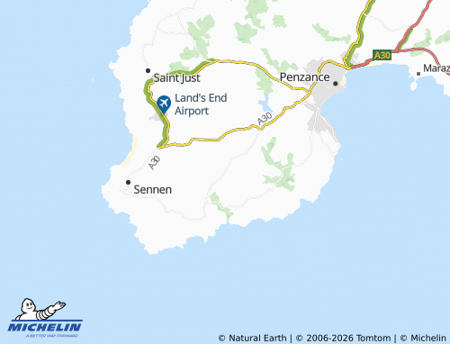 MICHELIN Saint Buryan, Lamorna & Paul map - ViaMichelin
