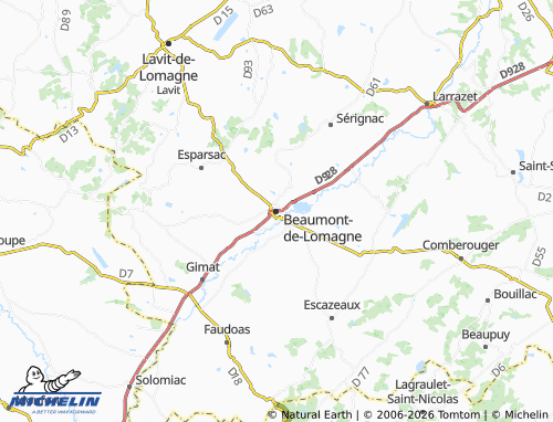 Carte MICHELIN Beaumont-de-Lomagne - ViaMichelin