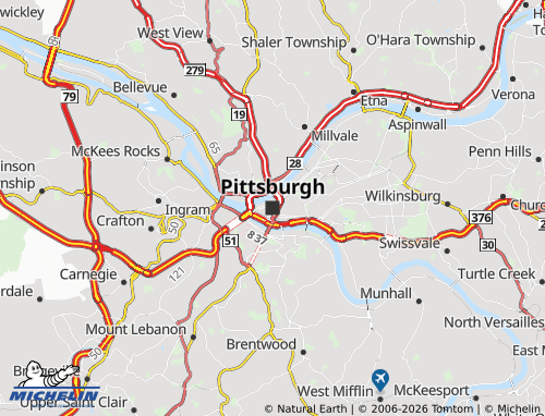 Mappa MICHELIN Pittsburgh - ViaMichelin
