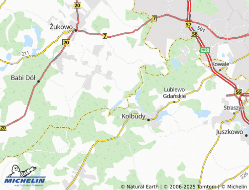 MICHELIN Łapino Kartuskie map - ViaMichelin