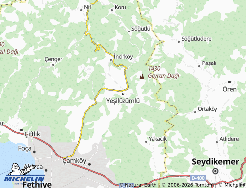 MICHELIN Yeşilüzümlü map - ViaMichelin