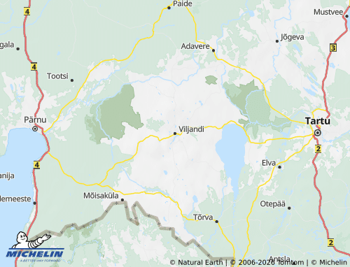 MICHELIN-Landkarte Viljandi maakond - ViaMichelin