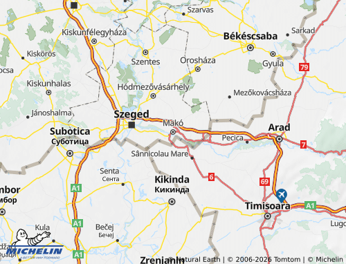 Mapa MICHELIN Makói járás - ViaMichelin