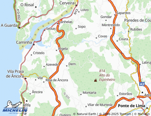MICHELIN-Landkarte Arga de São João - ViaMichelin