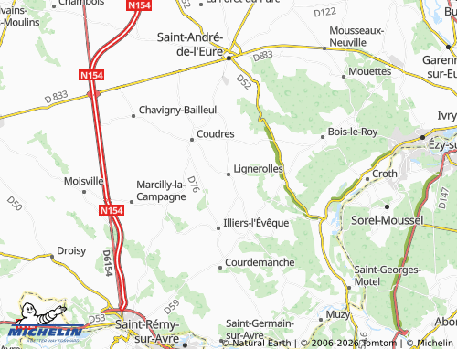 MICHELIN Lignerolles map - ViaMichelin