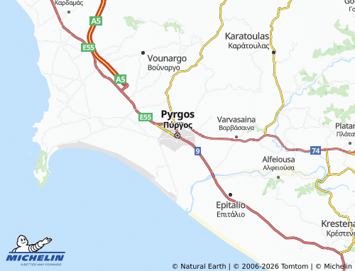 Carte MICHELIN Pyrgos - ViaMichelin