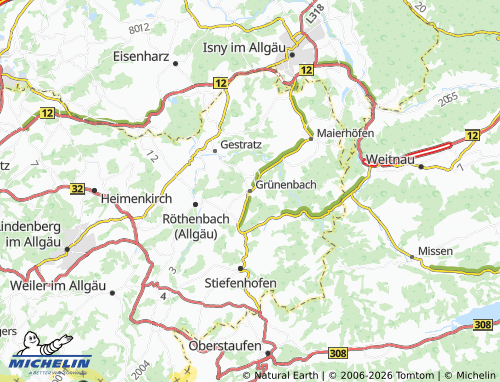 Mappa MICHELIN Grünenbach - ViaMichelin