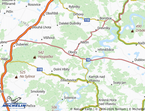 Kaart MICHELIN Obory - ViaMichelin