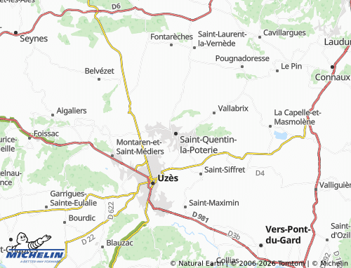 MICHELIN Saint-Quentin-la-Poterie map - ViaMichelin