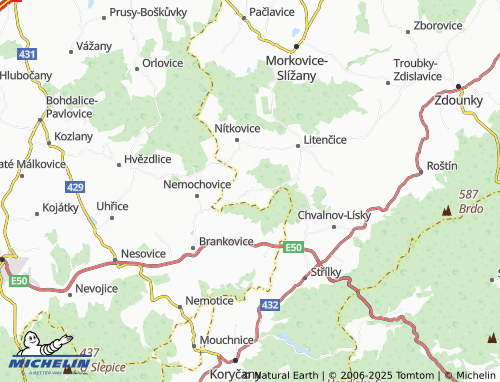 Mappa MICHELIN Kunkovice - ViaMichelin