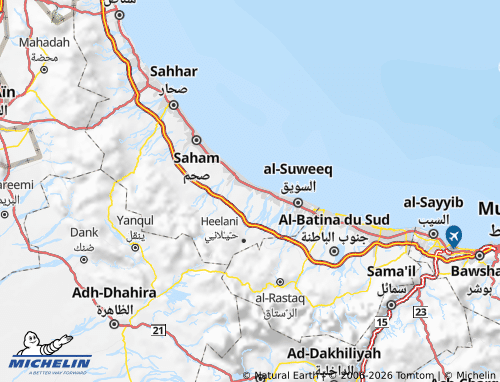 Mappa MICHELIN Janoub al-Batinah - ViaMichelin
