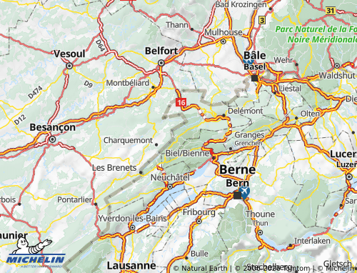 Carte MICHELIN Franches-Montagnes - ViaMichelin