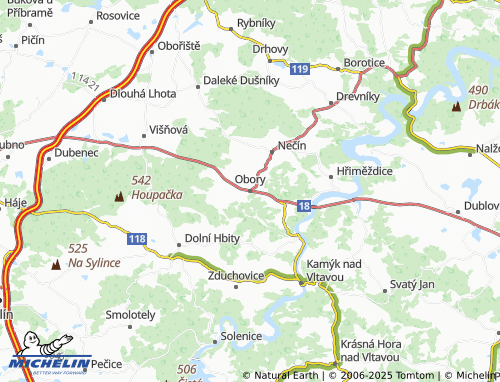 Kaart MICHELIN Obory - ViaMichelin