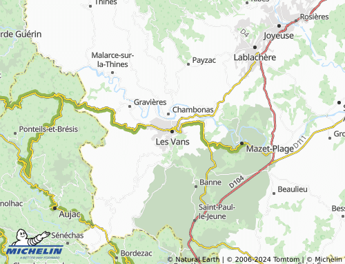 MICHELIN Les Vans map ViaMichelin