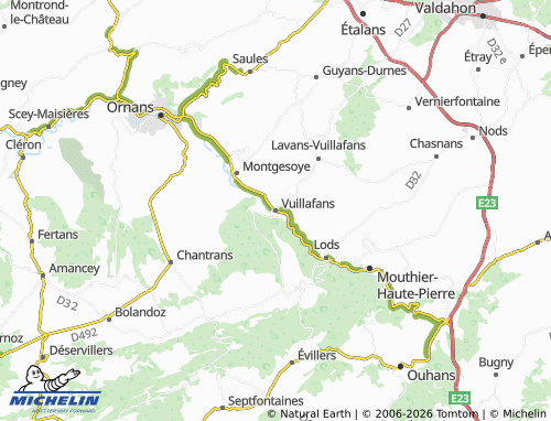 MICHELIN Vuillafans map - ViaMichelin