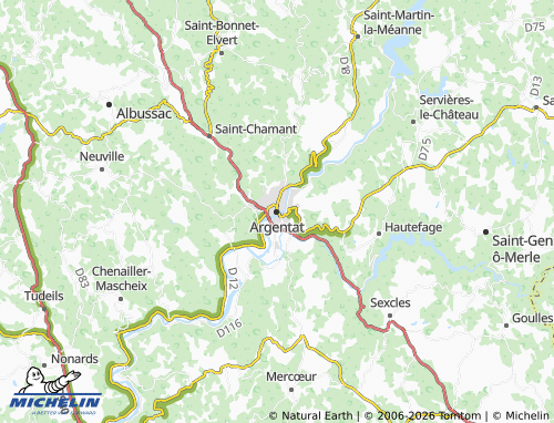 Carte MICHELIN Argentat-sur-Dordogne - ViaMichelin