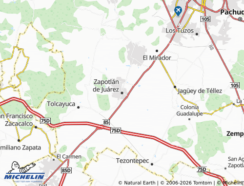 MICHELIN Zapotlán de Juárez map - ViaMichelin
