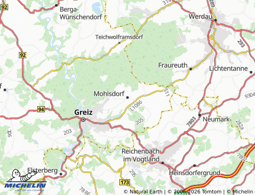 MICHELIN Mohlsdorf-Teichwolframsdorf map - ViaMichelin