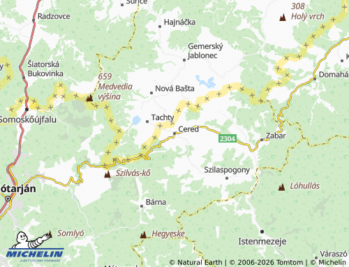 Mapa MICHELIN Cered - ViaMichelin