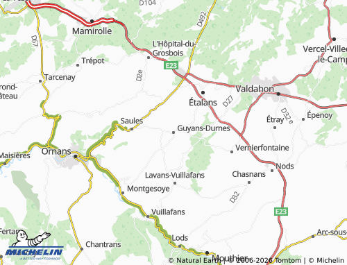 MICHELIN Guyans-Durnes map - ViaMichelin