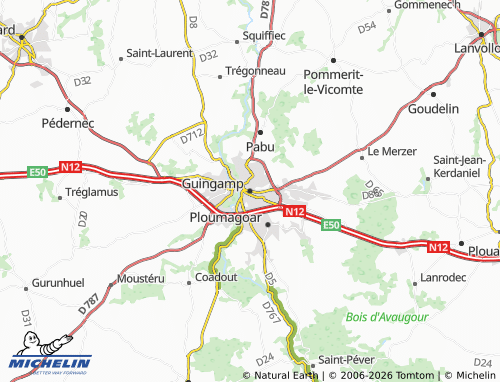 Kaart MICHELIN Guingamp - ViaMichelin
