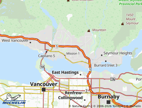Kaart MICHELIN North Vancouver - ViaMichelin