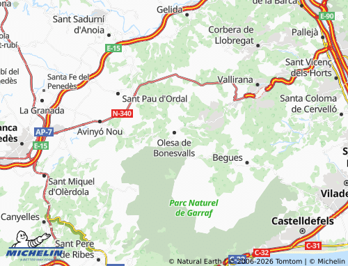 Carte MICHELIN Olesa de Bonesvalls - ViaMichelin