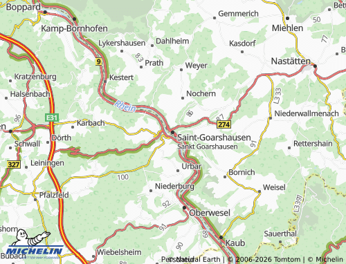 MICHELIN Sankt Goarshausen map - ViaMichelin