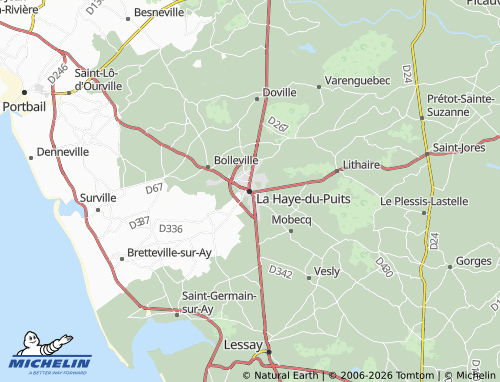 MICHELIN La Haye-du-Puits map - ViaMichelin