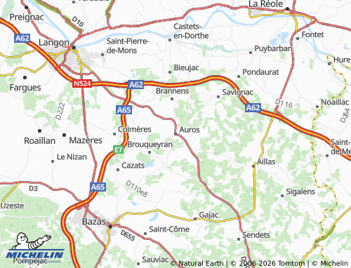 Carte MICHELIN Auros - ViaMichelin