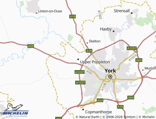 Carte MICHELIN Upper Poppleton - ViaMichelin