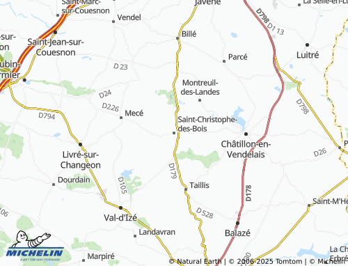 MICHELIN Saint-Christophe-des-Bois map - ViaMichelin