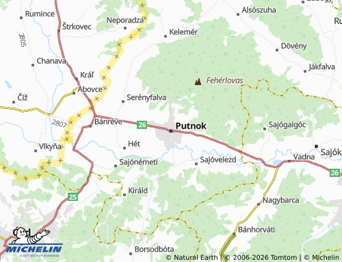 MICHELIN-Landkarte Putnok - ViaMichelin