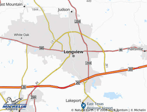 Mappa MICHELIN Longview - ViaMichelin