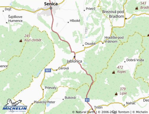 MICHELIN-Landkarte Jablonica - ViaMichelin