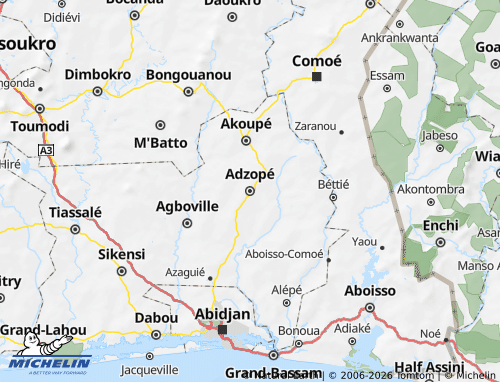 Mapa MICHELIN Adzopé - ViaMichelin