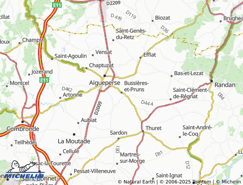 MICHELIN Bussières-et-Pruns map - ViaMichelin