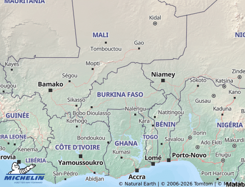 MICHELIN-Landkarte Burkina Faso - ViaMichelin
