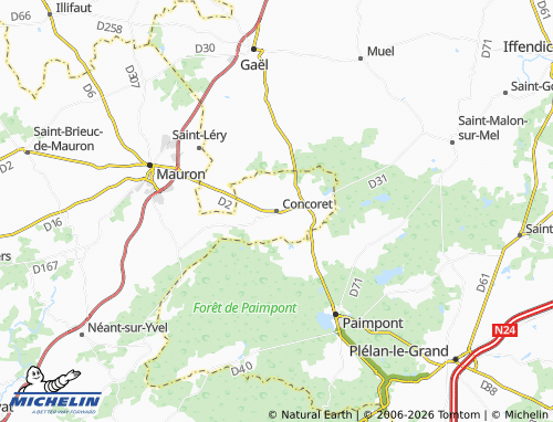 MICHELIN Concoret map - ViaMichelin