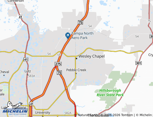 Kaart MICHELIN Wesley Chapel - ViaMichelin