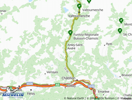 Carte MICHELIN Antey-Saint-André - ViaMichelin
