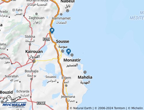 Carte MICHELIN Monastir - ViaMichelin