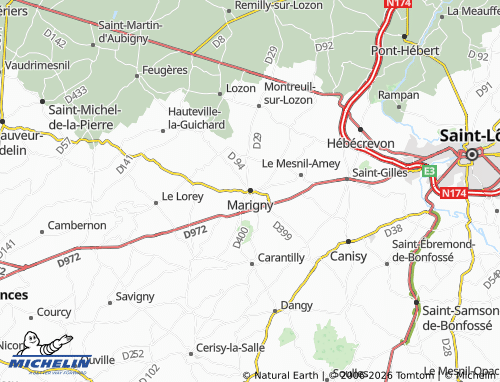 MICHELIN Marigny-le-Lozon map - ViaMichelin