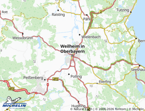Carte MICHELIN Weilheim in Oberbayern - ViaMichelin