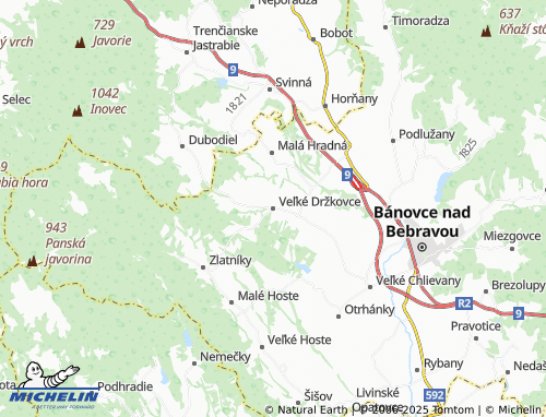 MICHELIN Veľké Držkovce map - ViaMichelin
