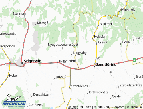 Mapa MICHELIN Nagyváty - ViaMichelin