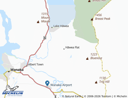Mapa MICHELIN Hāwea Flat - ViaMichelin
