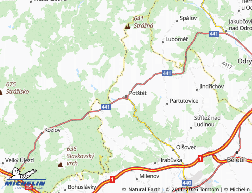 MICHELIN Potštát map - ViaMichelin